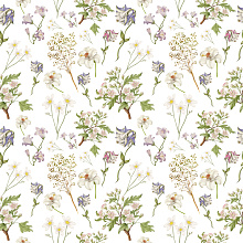 Seamless 3D Pattern PBR Texture with Delicate Wild Flower Botanical Motifs on White texture preview