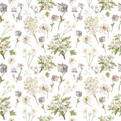 Pattern Bundle - Seamless 3D Pattern PBR Texture with Delicate Wild Flower Botanical Motifs on White texture preview