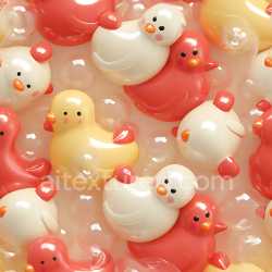 seamless Seamless 3D Inflated PBR Texture Featuring Glossy Toy Duck Panels in Warm Color Palette texture 8k free download PBR