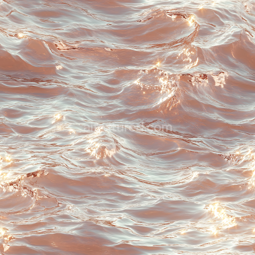 Seamless 3D Water PBR Texture with Stylized Reflective Waves in Warm Hues