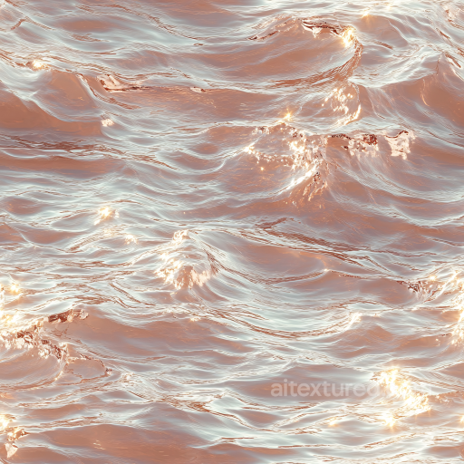 Water PBR Texture with Stylized Reflective Waves in Warm Hues seamless Water PBR texture