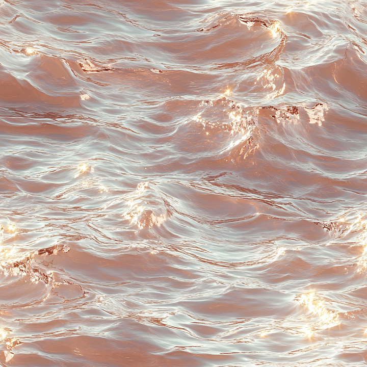 Water with Stylized Reflective Waves in Warm Hues seamless PBR texture preview