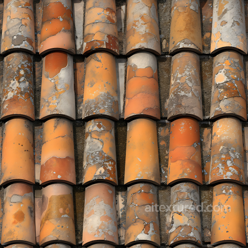 Weathered Stone Roof Tile PBR Texture with Rustic Orange Patina seamless Stone PBR texture