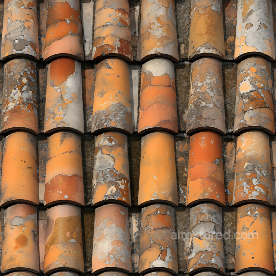 Weathered Stone Roof Tile PBR Texture with Rustic Orange Patina Stone texture preview