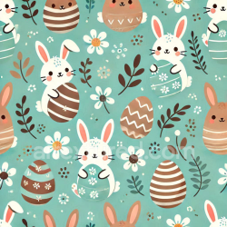seamless Seamless 3D PBR Easter Digital Paper Texture with Bunny and Egg Motifs on Turquoise texture 8k free download PBR