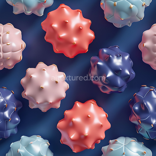 Seamless 3D Inflated PBR Texture Featuring Colorful Soft Vinyl Bubble Clusters