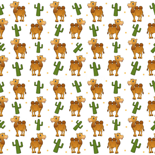 Pattern Bundle - Seamless 3D Pattern PBR Texture with Cartoon Camel and Cactus Motifs texture preview