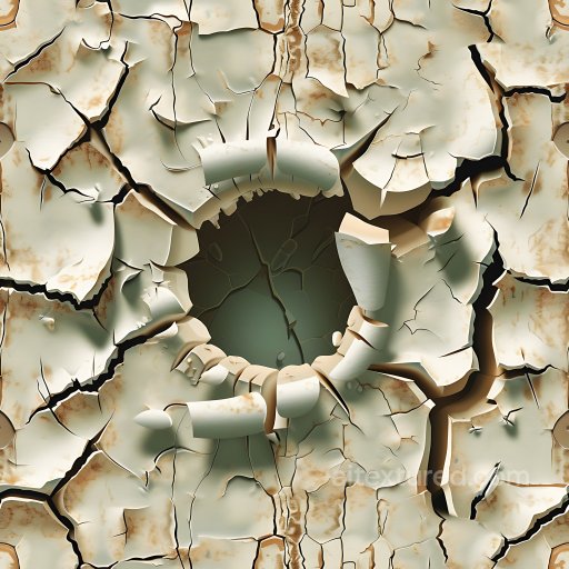 Cracked & Holes Texture of Cracked and Peeling Pale Paint with Distinct Holes seamless Cracked & Holes PBR texture