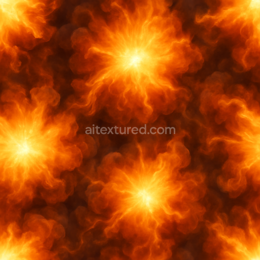 Seamless 3d texture of explosive ignition with fiery flame burst and pressure wave effects in 8k pbr