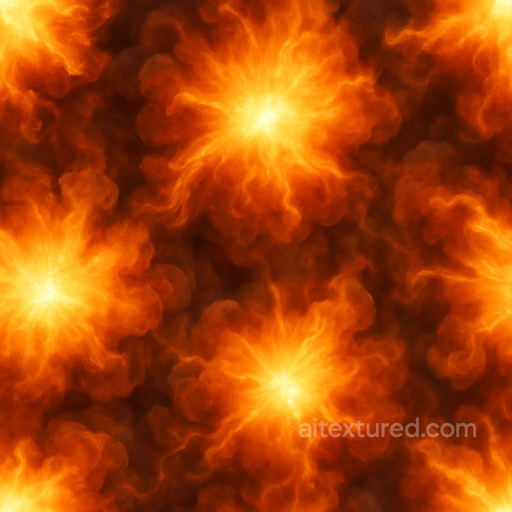 Explosive Ignition With Fiery Flame Burst And Pressure Wave Effects In 8K PBR seamless Explosion PBR texture