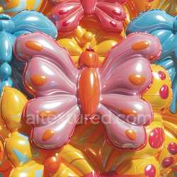 seamless Seamless 3D Inflated PBR Texture Featuring Colorful Puffy Butterfly Vinyl Design texture 8k free download PBR