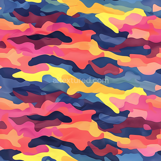 Seamless 3D PBR Camouflage Texture with Abstract Multicolor Organic Shapes