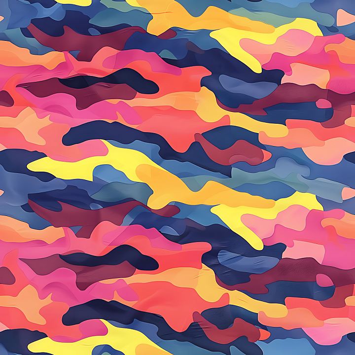 Camouflage with Abstract Multicolor Organic Shapes seamless PBR texture preview