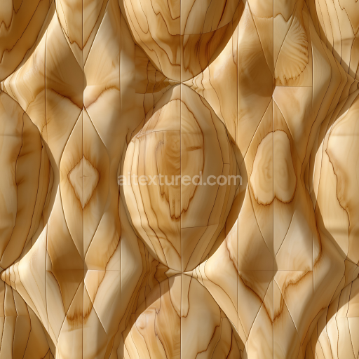 Seamless 3D Pine Wood PBR Texture with Carved Geometric Panels and Smooth Grain