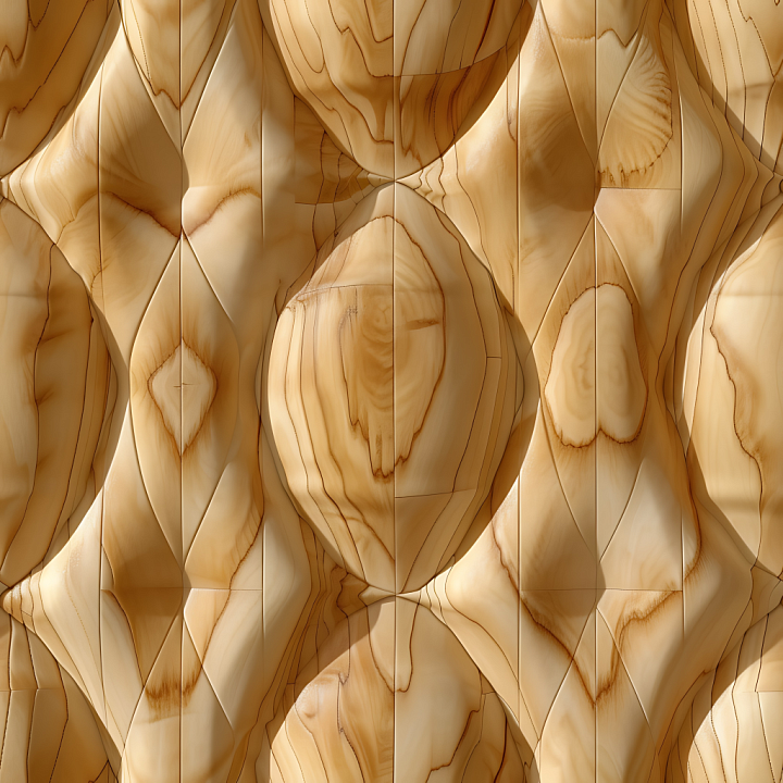 Pine Wood with Carved Geometric Panels and Smooth Grain seamless PBR texture preview