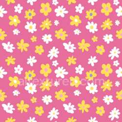 Pattern Bundle - Seamless 3D Pattern PBR Texture with Playful Yellow and White Florals on Pink texture preview