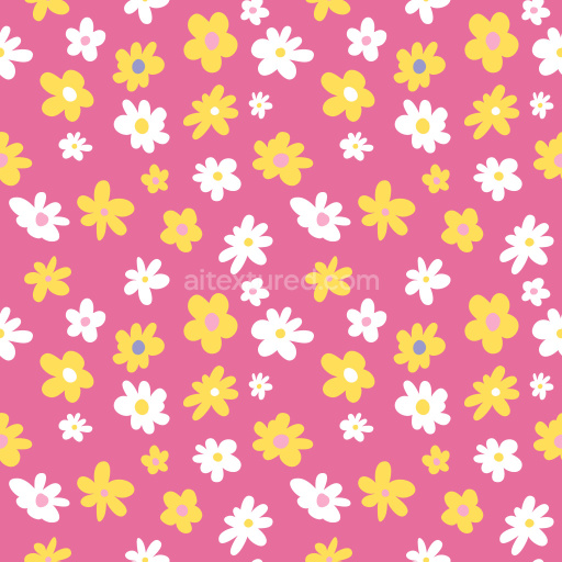 Pattern Bundle - Seamless 3D Pattern PBR Texture with Playful Yellow and White Florals on Pink texture preview