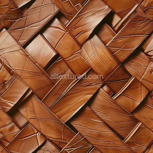Seamless 3D tan distressed leather weave PBR texture with natural wrinkles and grain