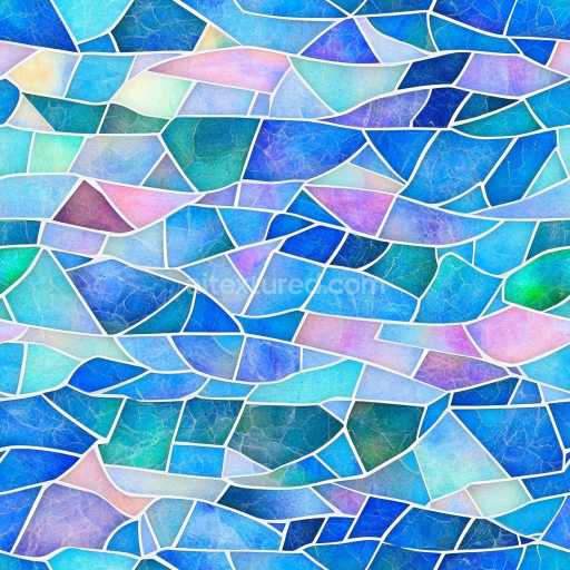 Seamless 3D Mosaic PBR Texture Featuring Abstract Multicolor Blue Stone Tiles texture preview