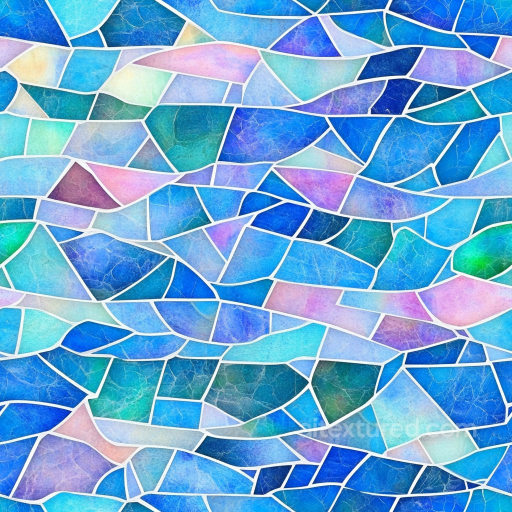 Mosaic PBR Texture Featuring Abstract Multicolor Blue Stone Tiles seamless Mosaic PBR texture