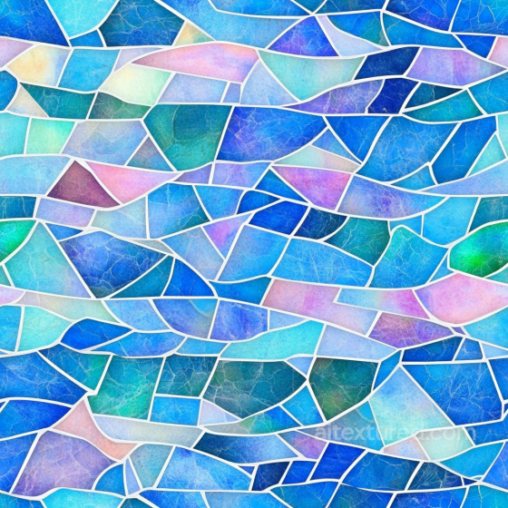 Mosaic PBR Texture Featuring Abstract Multicolor Blue Stone Tiles Mosaic texture preview