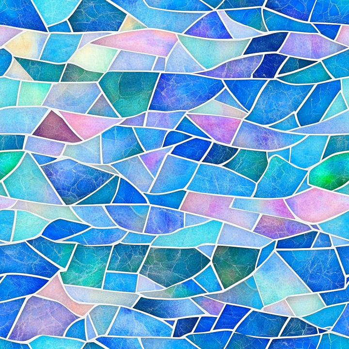 Mosaic Featuring Abstract Multicolor Blue Stone Tiles seamless PBR texture preview