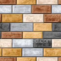 seamless Seamless 3D cracked multicolor brick wall PBR texture with chipped edges and weathered surface texture 8k free download PBR