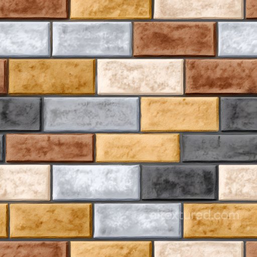 cracked multicolor brick wall PBR texture with chipped edges and weathered surface seamless Brick PBR texture