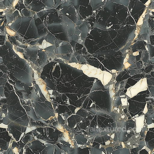 Black Marble PBR Texture with Bold White Veins and Polished Finish seamless Marble PBR texture