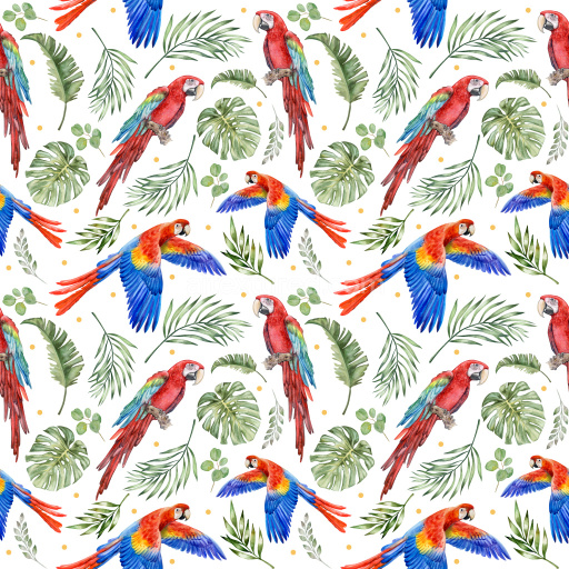 Pattern Bundle - Seamless 3D PBR Pattern Texture Featuring Vibrant Tropical Parrots and Lush Greenery texture preview
