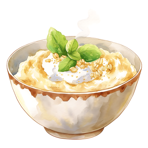 Illustrated Cream of Wheat Breakfast Bowl with Fresh Herb Garnish