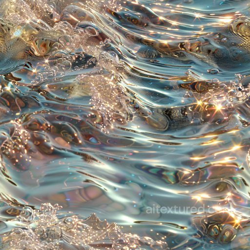 Seamless 3D PBR glossy fluid water texture with bright sparkling reflections texture preview