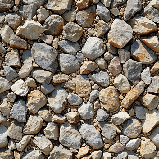 Seamless 3D Stone PBR Texture Featuring Natural Rocky Ground with Mixed Gray and Beige Stones
