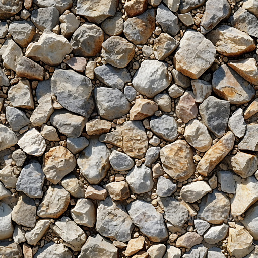 Stone PBR Texture Featuring Natural Rocky Ground with Mixed Gray and Beige Stones seamless Stone PBR texture