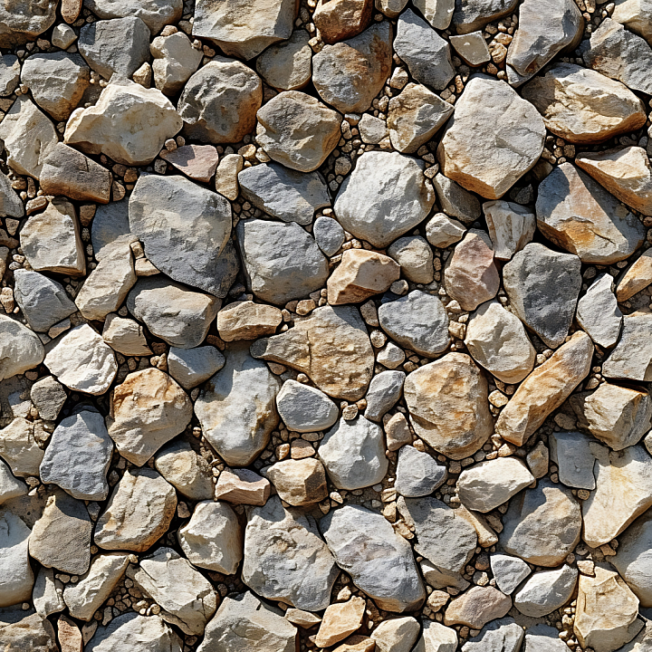 Stone Featuring Natural Rocky Ground with Mixed Gray and Beige Stones seamless PBR texture preview