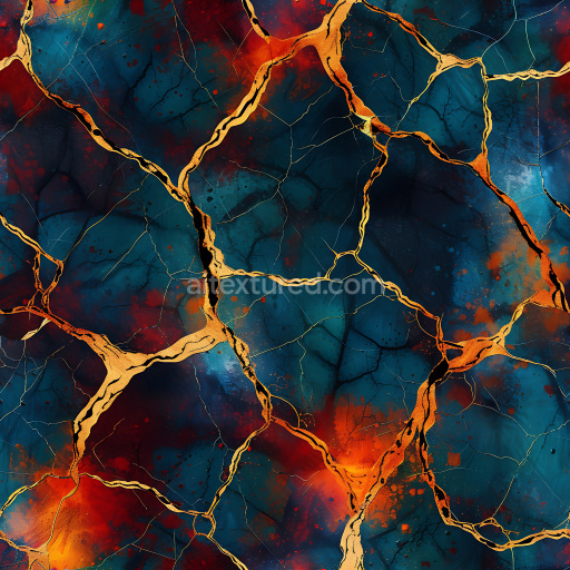 Seamless 3D PBR Cracked Molten Lava Rock Texture with Fiery Orange Veins