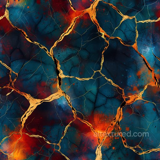 Cracked Molten Lava Rock Texture with Fiery Orange Veins seamless Cracked & Holes PBR texture