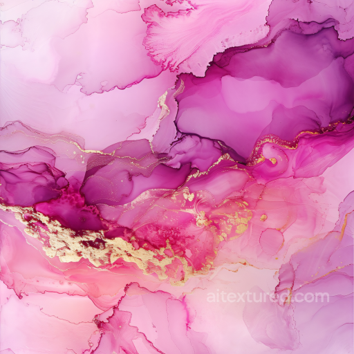 Alcohol Ink PBR Texture with Pink and Gold Fluid Waves and Soft Marbling seamless Alcohol ink PBR texture