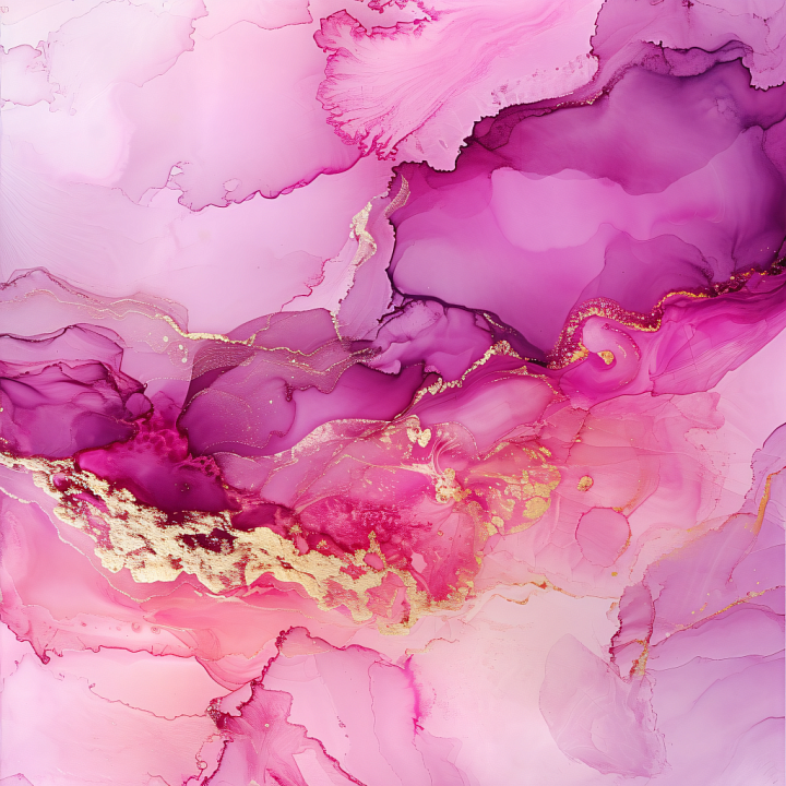 Alcohol Ink with Pink and Gold Fluid Waves and Soft Marbling seamless PBR texture preview
