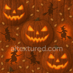 seamless Seamless 3d texture pbr 8k pumpkin skin with spooky shadows and glowing eyes effect texture 8k free download PBR