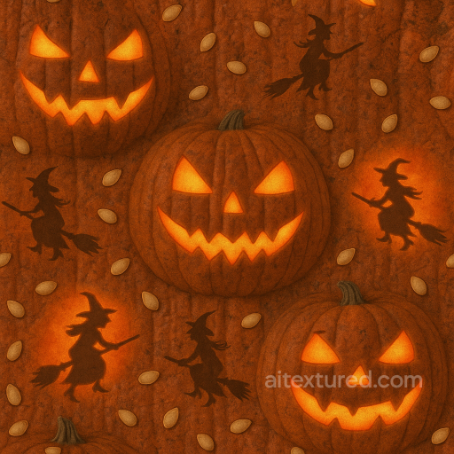 Halloween - Pumpkin Skin With Spooky Shadows And Glowing Eyes Effect texture preview