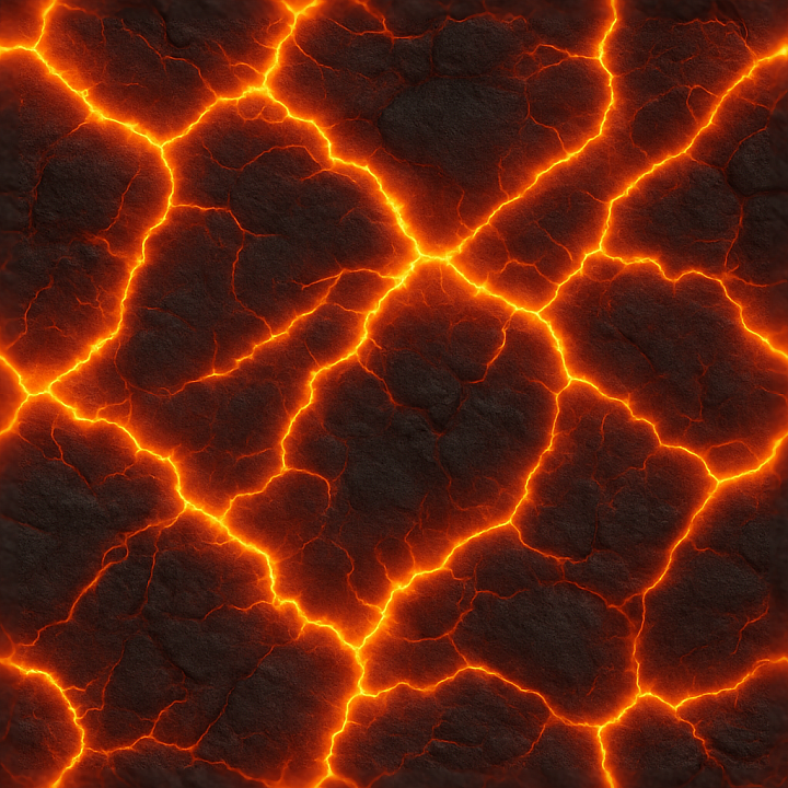 Fire Veins With Glowing Magma Surface seamless PBR texture preview