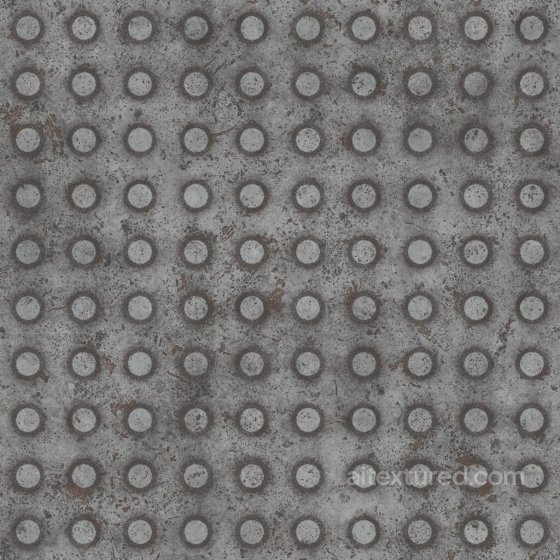 Worn Metal Tread Plate with Round Studs | Free PBR Metal texture preview