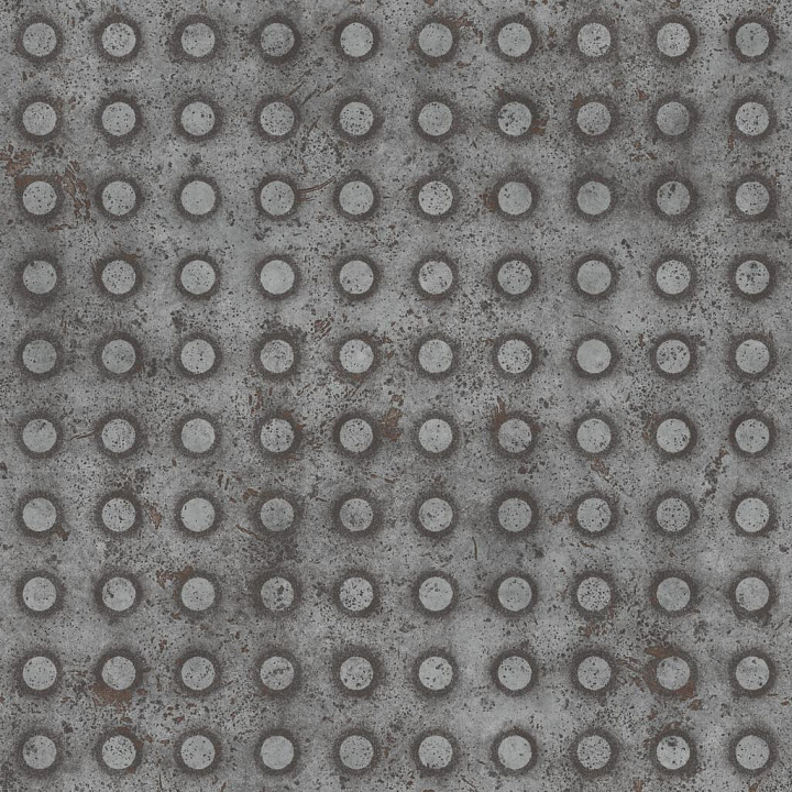 Worn Metal Tread Plate with Round Studs seamless PBR texture preview