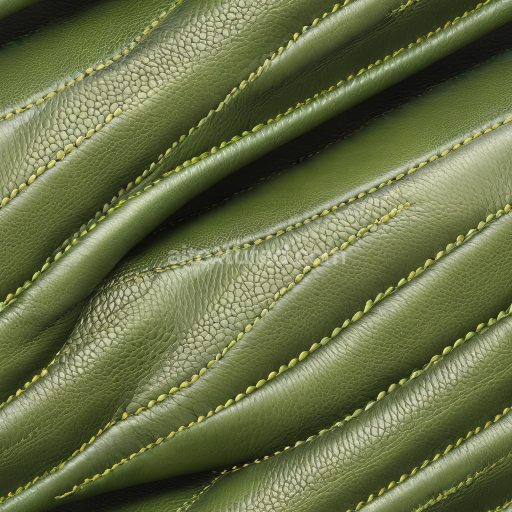 Preview — Seamless 3D Pebbled Green Leather PBR Texture with Yellow Stitching and Wrinkles