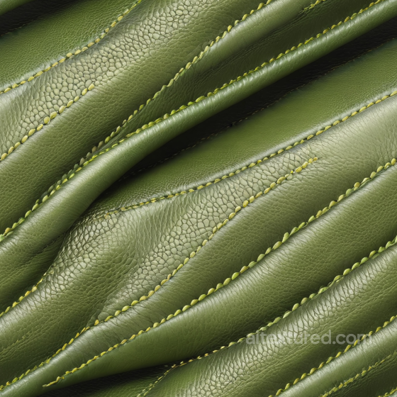 Pebbled Green Leather PBR Texture with Yellow Stitching and Wrinkles Leather texture preview