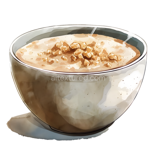 Oat Bran Hot Cereal Breakfast Bowl Illustration in Neutral Tones