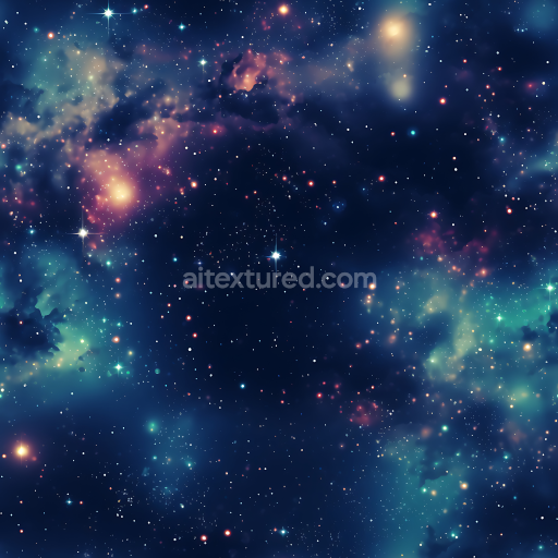 Seamless 3D PBR Space Texture Featuring Colorful Nebula and Densely Starred Galaxy