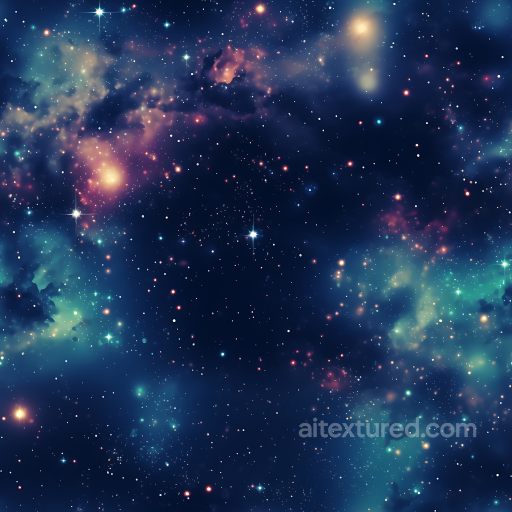 Space Texture Featuring Colorful Nebula and Densely Starred Galaxy seamless Star, space, planets PBR texture