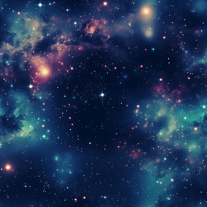 Space Featuring Colorful Nebula and Densely Starred Galaxy seamless PBR texture preview
